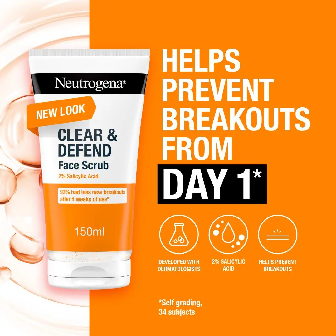 Neutrogena Moisturiser Clear and defend Facial Scrub - 150mls